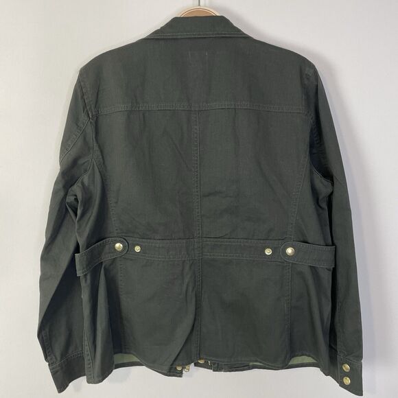 J. Crew Factory Resin Coated Twill Field Jacket Mossy Brown Petite Large‎ AL227 - Picture 2 of 10